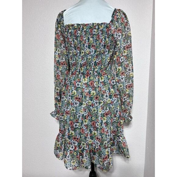 Lauren Conrad Green Floral Smocked Dress Sz Medium Cottagecore New - Picture 5 of 12